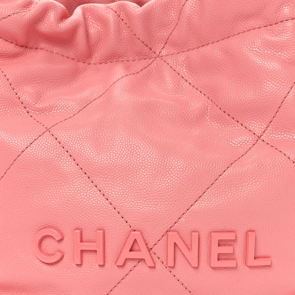 Shiny Caviar Quilted Mini Chanel 22 Coral