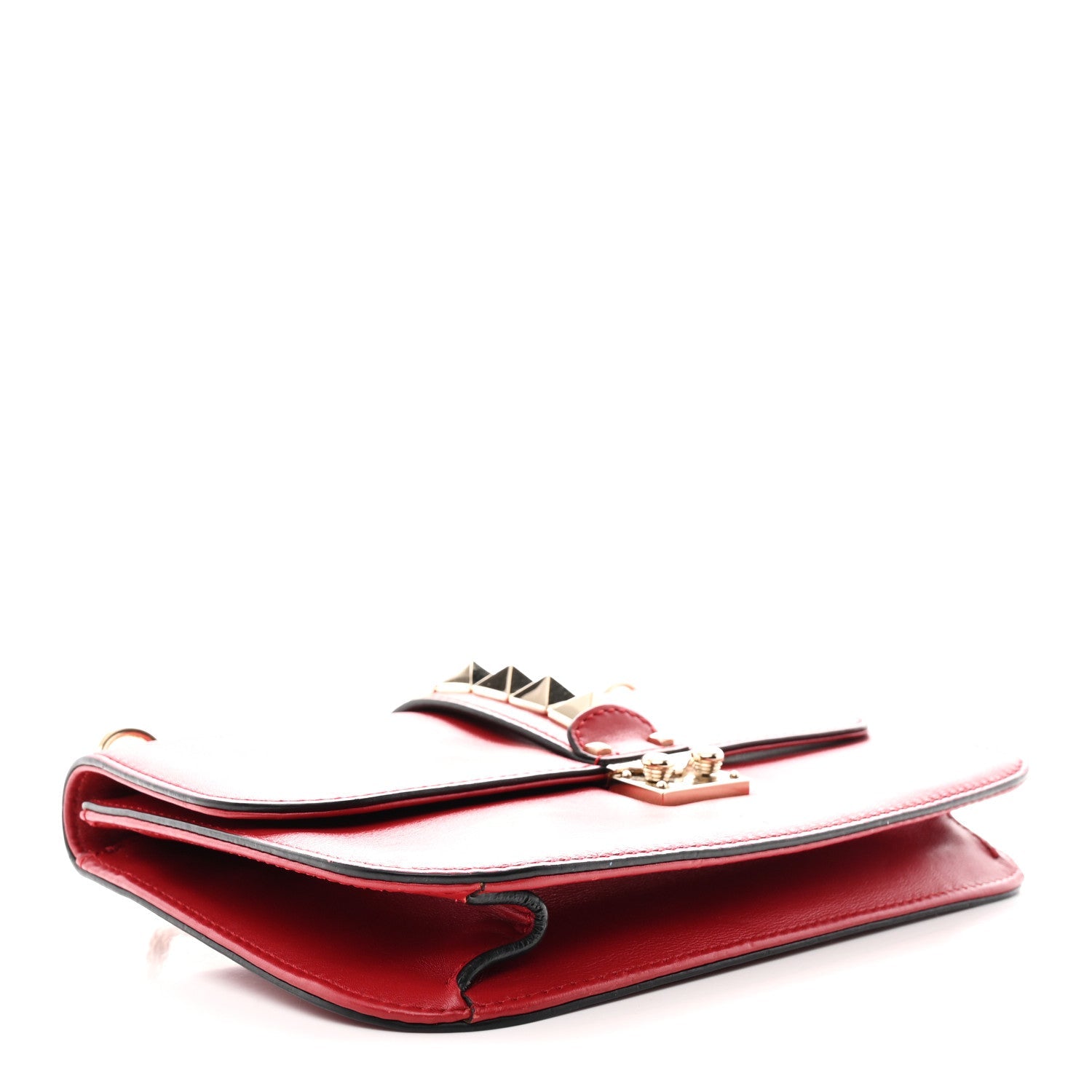 Vitello Medium Glam Lock Rockstud Flap Rubino