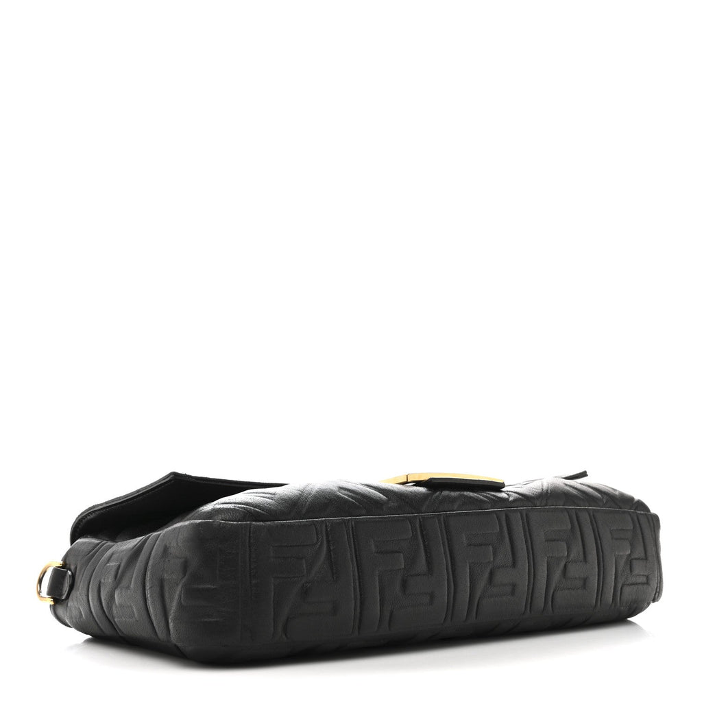 Nappa FF 1974 Embossed Large Baguette Black