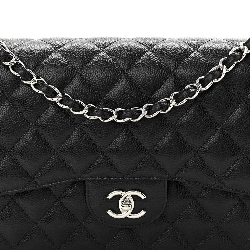 Caviar Quilted Jumbo Double Flap Black