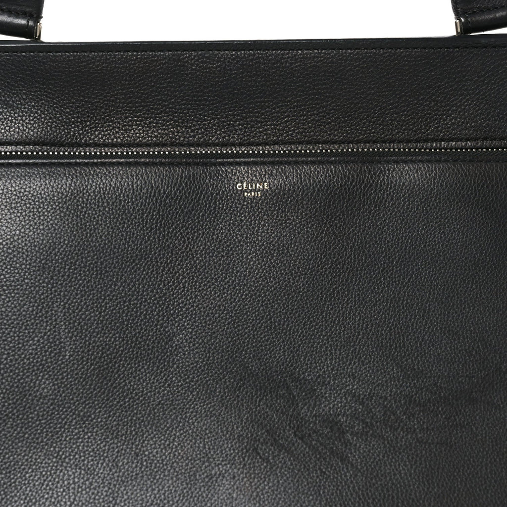 Grained Calfskin Edge Shoulder Bag Black