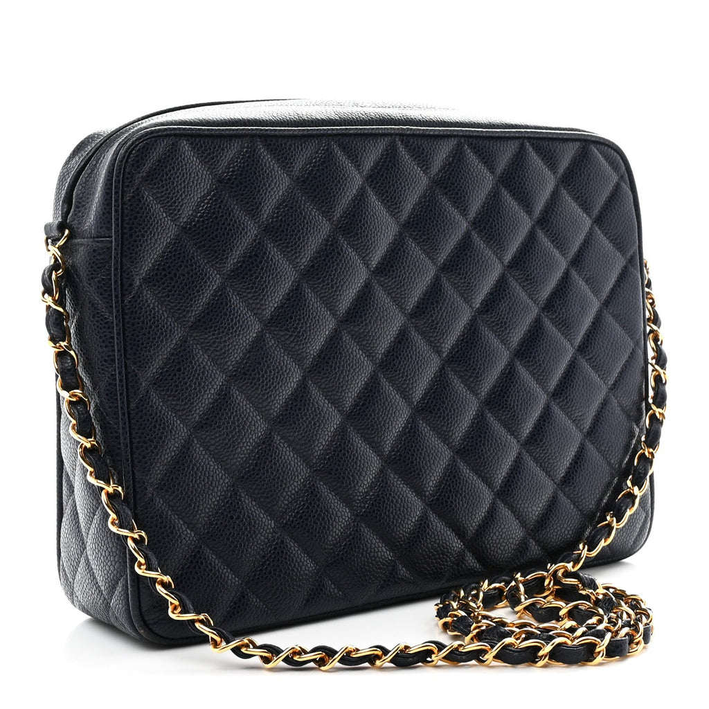 Caviar Quilted CC Shoulder Bag Navy
