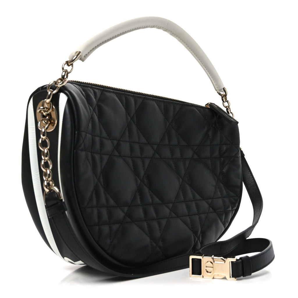 Lambskin Cannage Medium Dior Vibe Hobo Bag Black