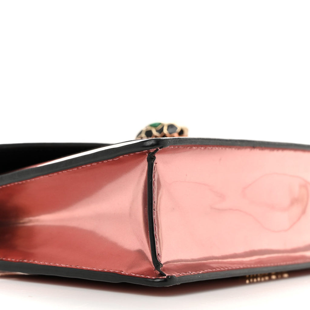 Metallic Serpenti Forever Chain Wallet Rose Quartz