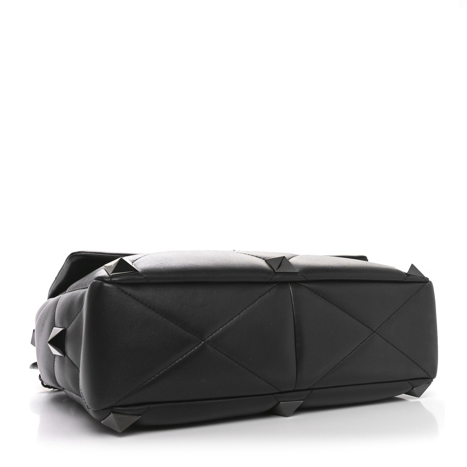 Nappa Monochrome Large Roman Stud Shoulder Bag Black