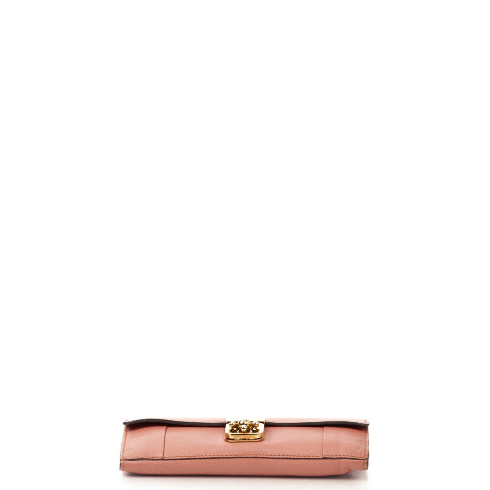 Chloe Purse Elsie Continental Flap Wallet in Nut, Calfskin Leather