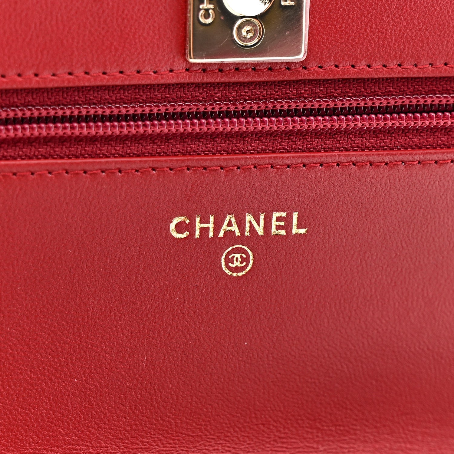 Lambskin Quilted Trendy CC Wallet On Chain WOC Red