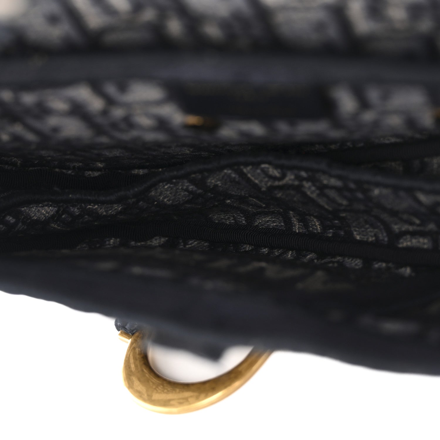 Oblique Embroidered Saddle Bag Blue