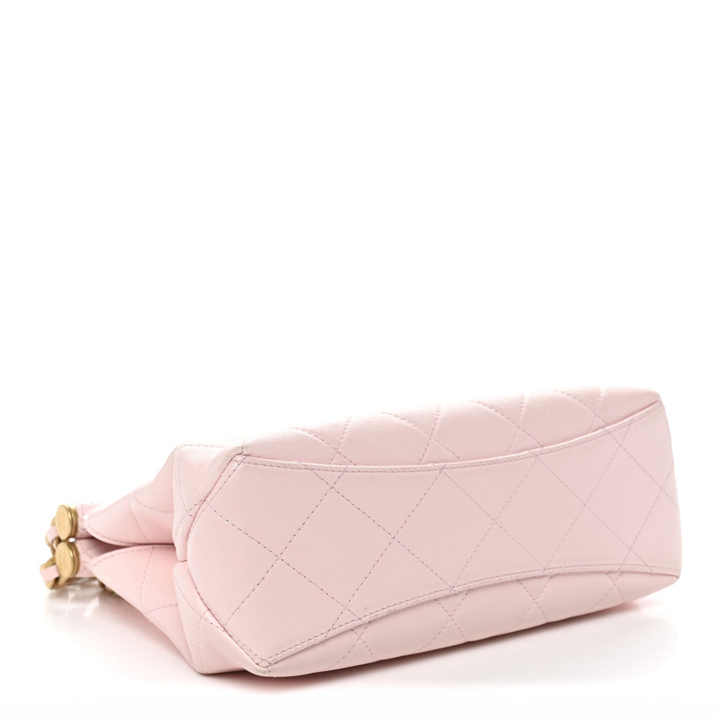 Shiny Lambskin Small Shopping Bag Light Pink