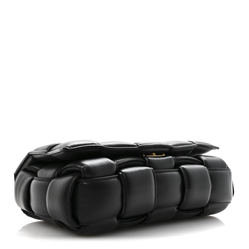 Nappa Maxi Intreccio Padded Cassette Crossbody Bag Black