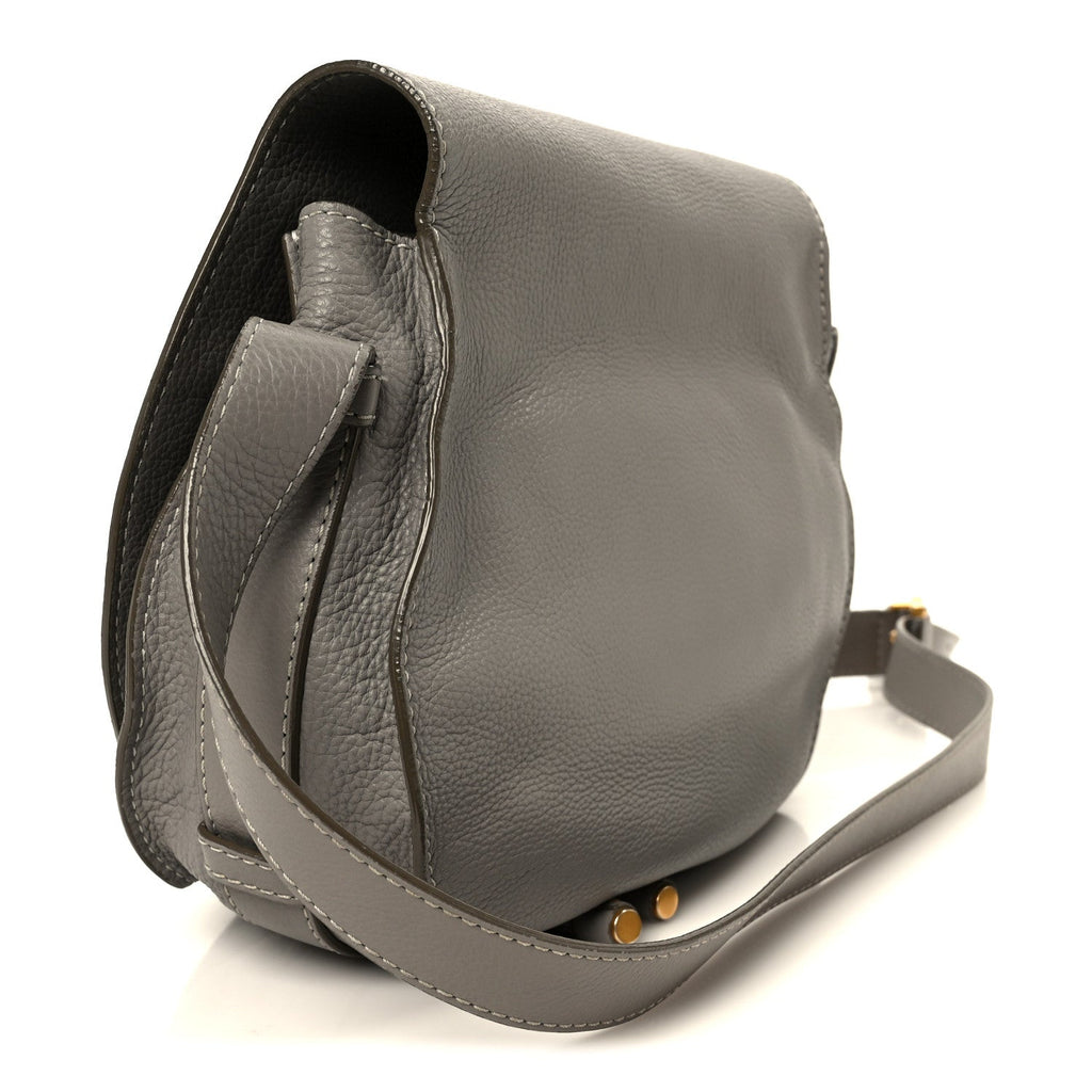 Calfskin Medium Marcie Round Crossbody Bag Cashmere Grey