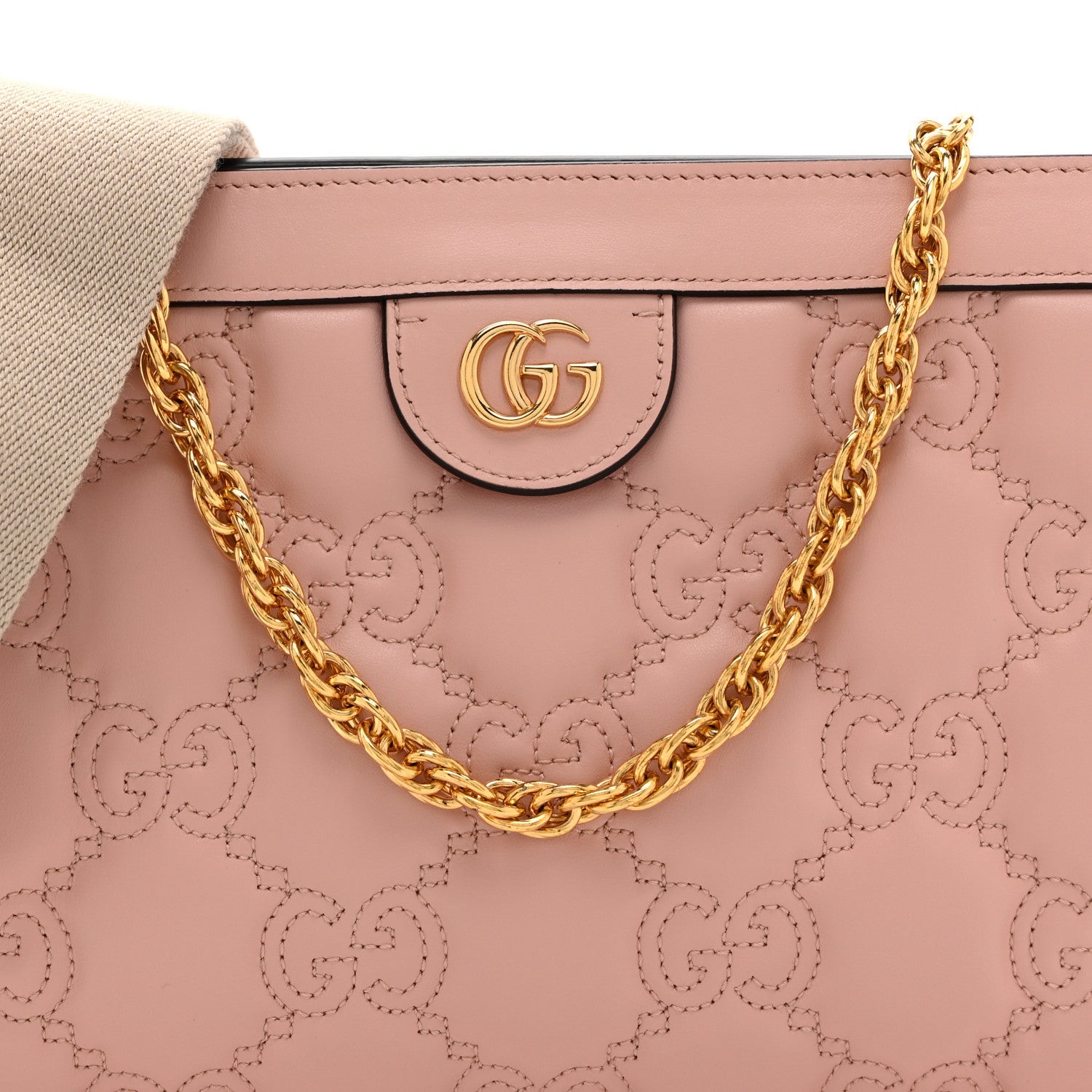 Calfskin GG Matelasse Small Slim Chain Shoulder Bag Perfect Pink Natural