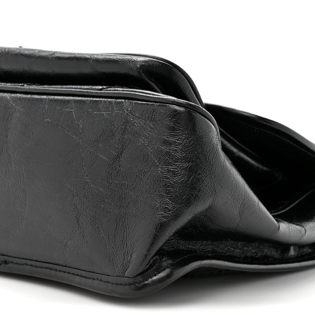 Crinkled Calfskin Matelasse Monogram Medium Niki Chain Satchel Black