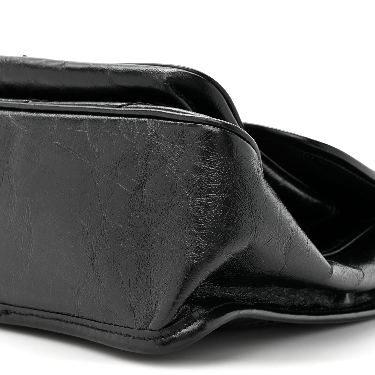 Crinkled Calfskin Matelasse Monogram Medium Niki Chain Satchel Black