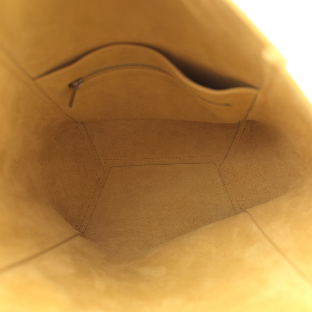 Soft Grained Calfskin Small Sangle Bucket Bag Ocre