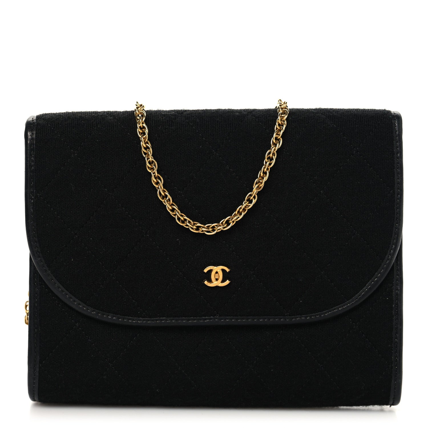 Jersey Quilted Mini Square Flap Black