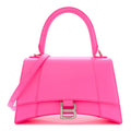 Shiny Box Calfskin Small Hourglass Top Handle Bag Acid Fuchsia