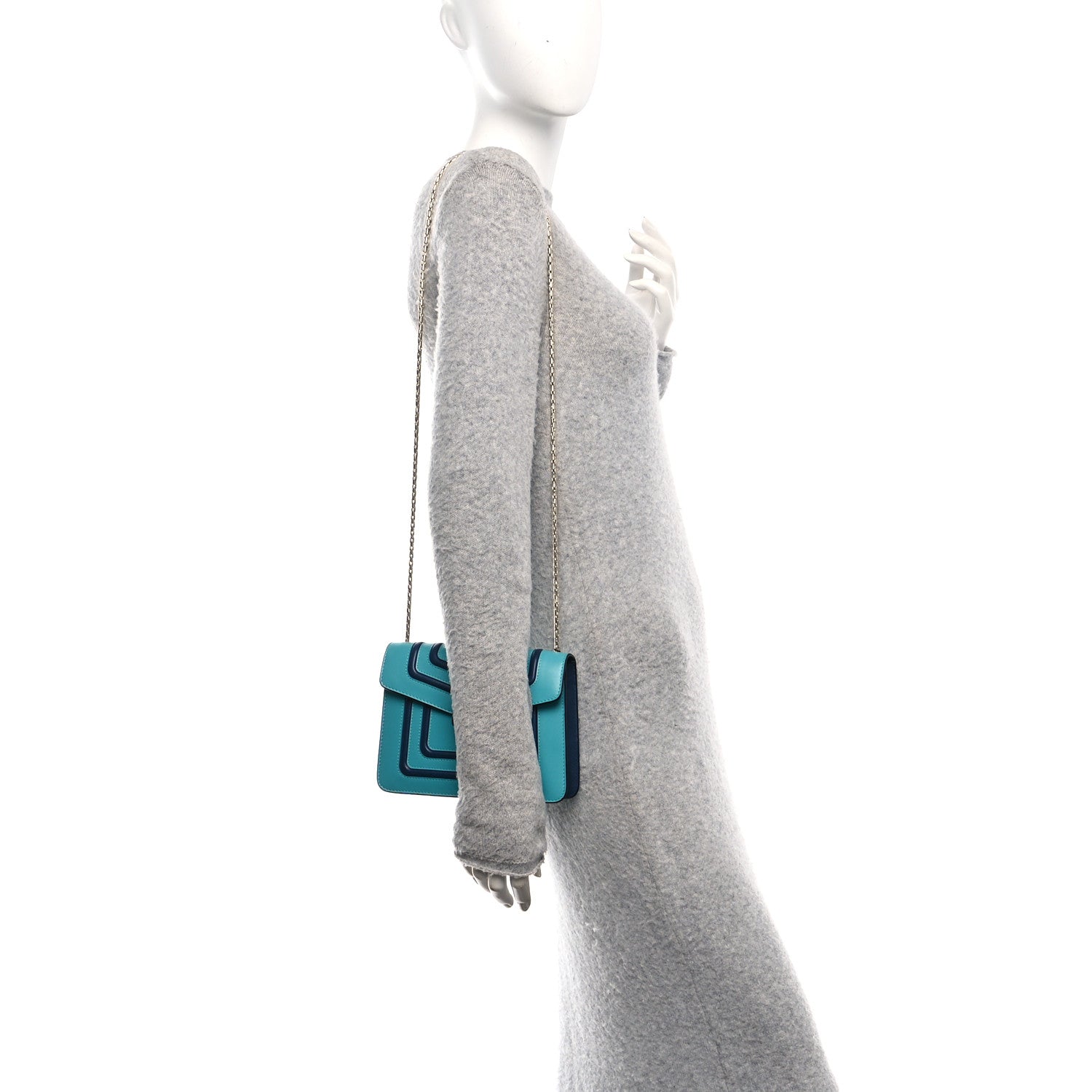 Calfskin Serpenti Forever Snake Strap Crossbody Bag Aquarelle Turquoise