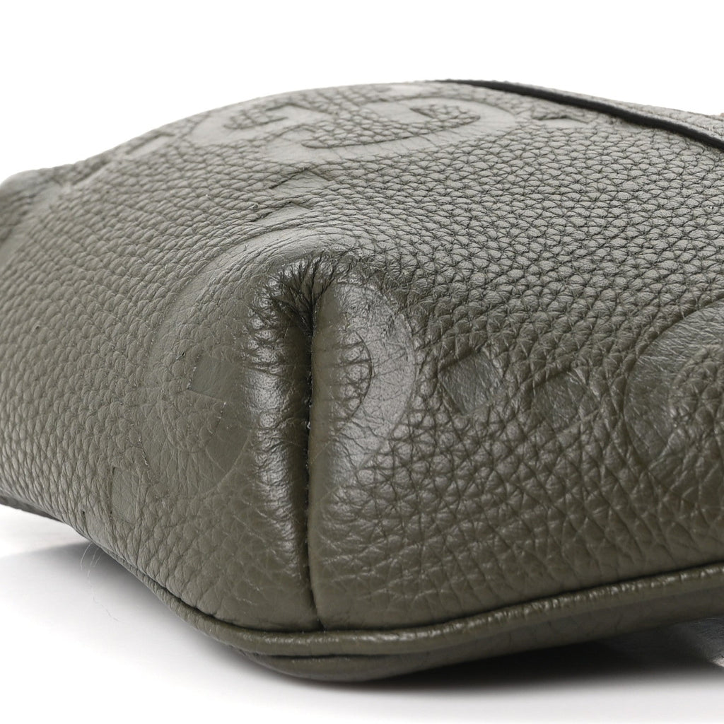 Piuma Calfskin Jumbo GG Embossed Small Belt Bag Dark Green