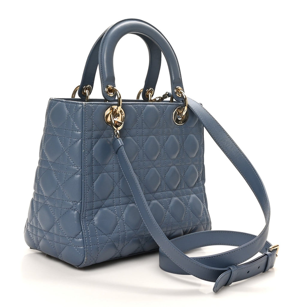 Lambskin Cannage Medium Lady Dior Denim Blue