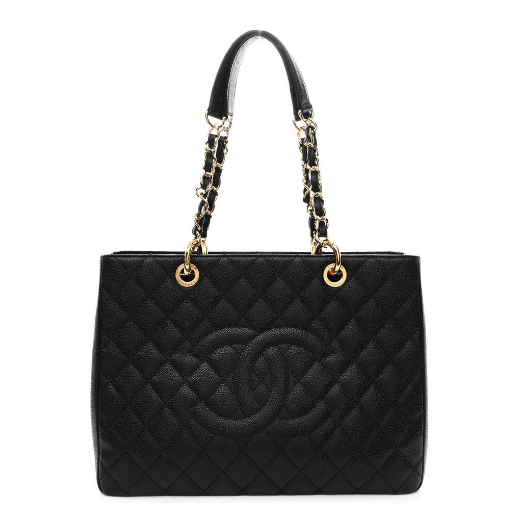 Caviar Quilted Grand Shopping Tote GST Black