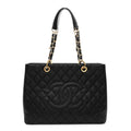 Caviar Quilted Grand Shopping Tote GST Black