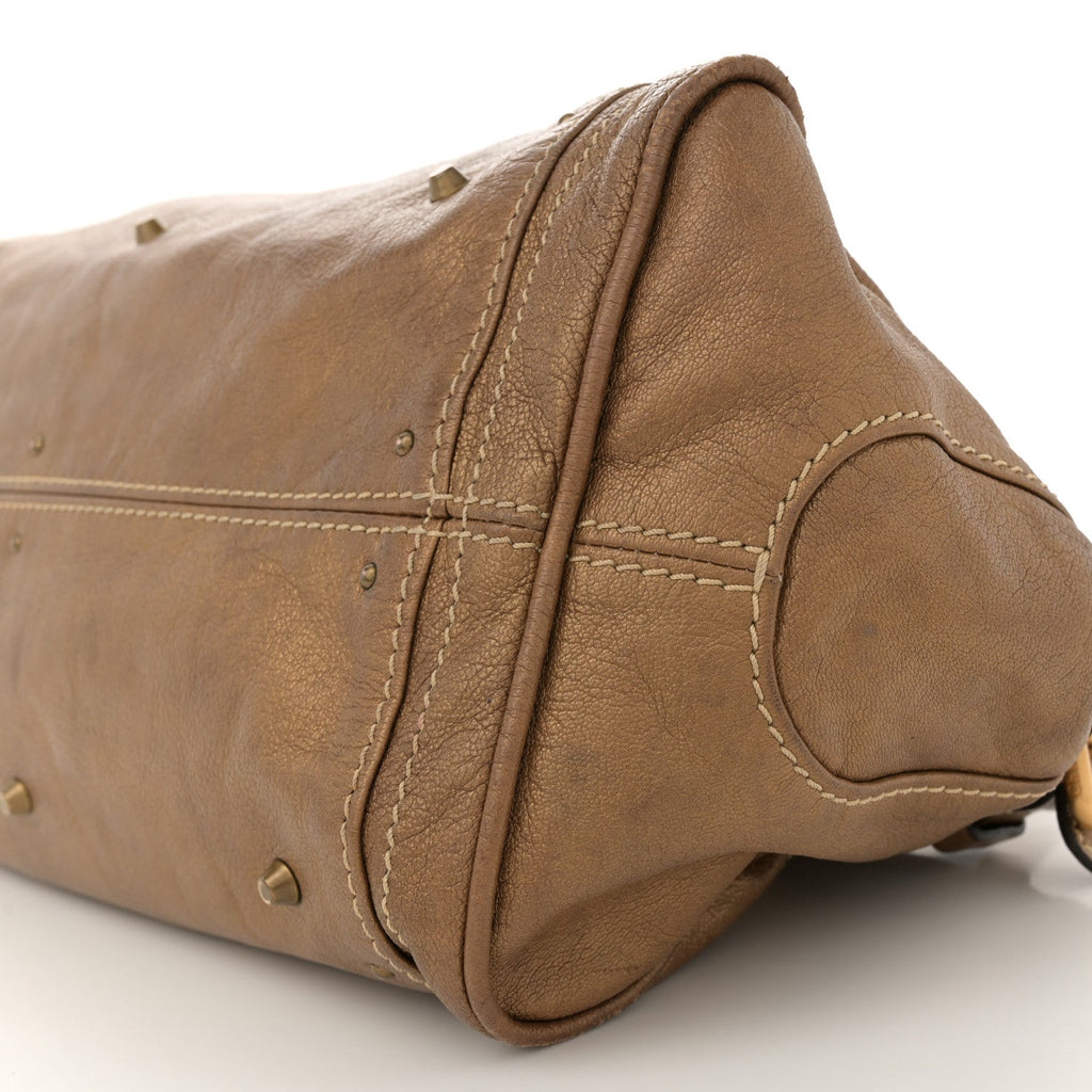 Metallic Calfskin Medium Paddington Satchel Gold
