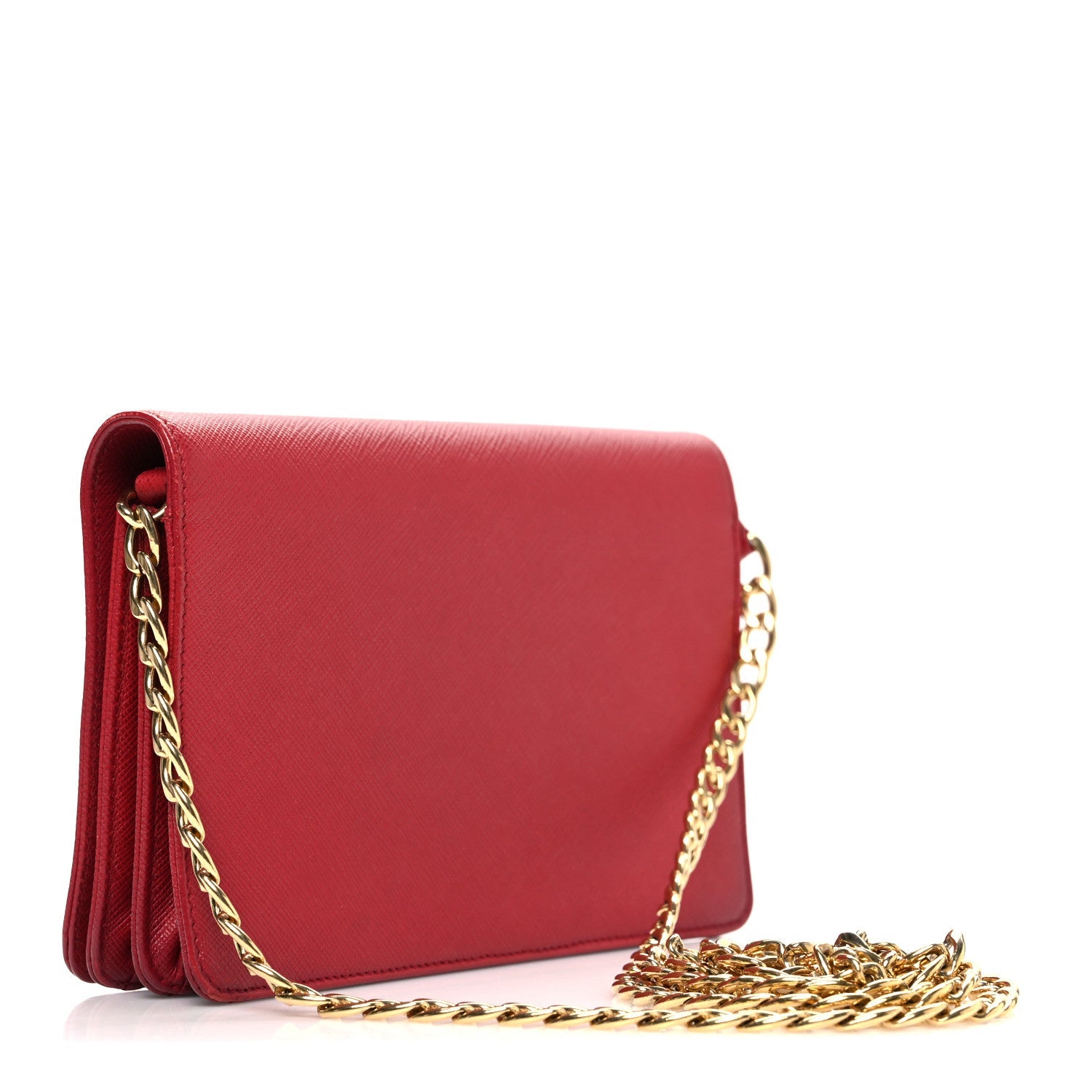 Saffiano Lux Chain Wallet Fuoco