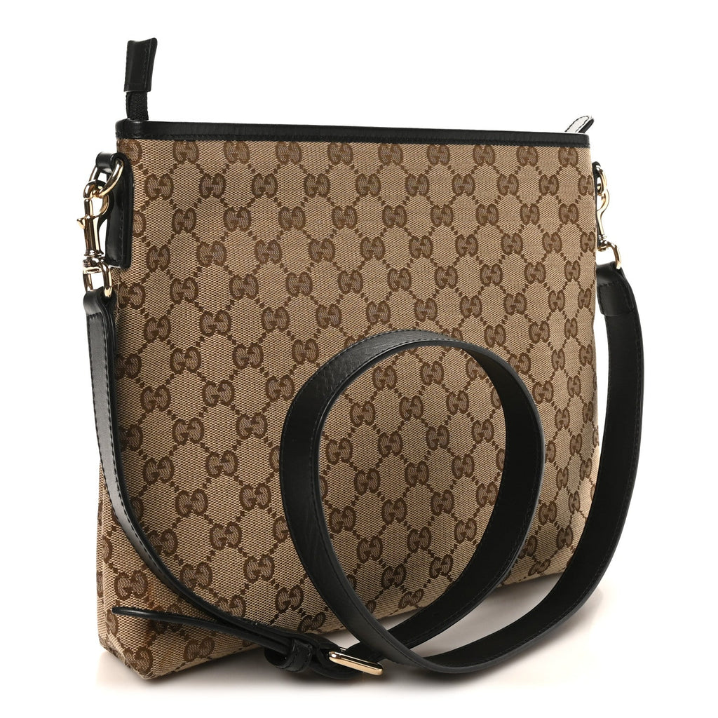 GG Monogram Web Flat Messenger Bag Black