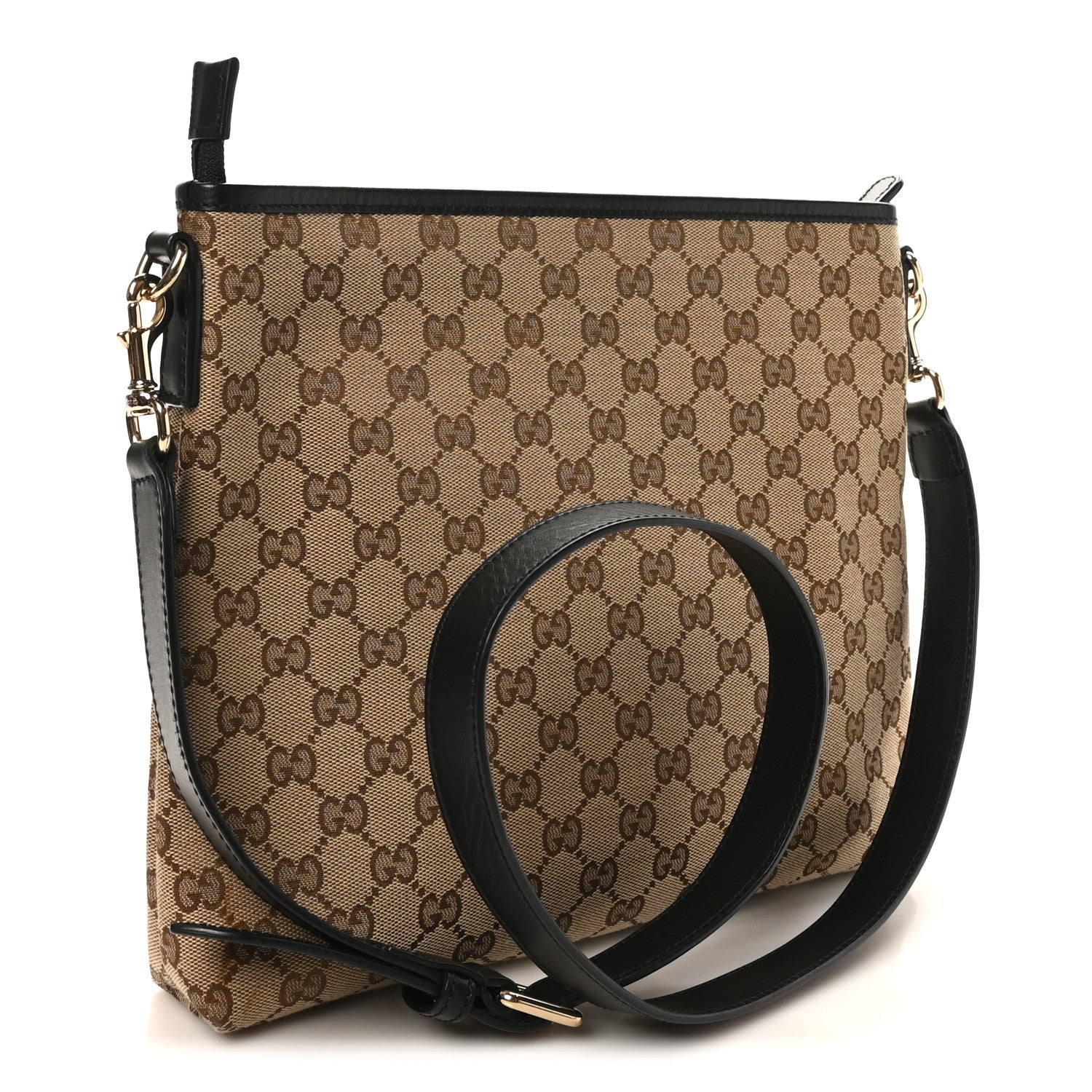GG Monogram Web Flat Messenger Bag Black