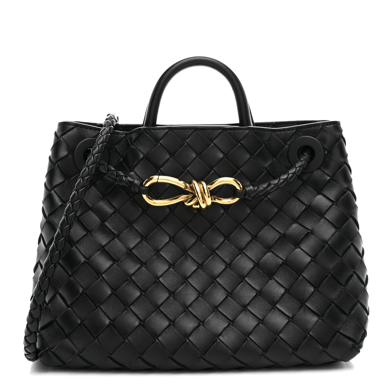 Nappa Intrecciato Small Andiamo Shoulder Bag Black