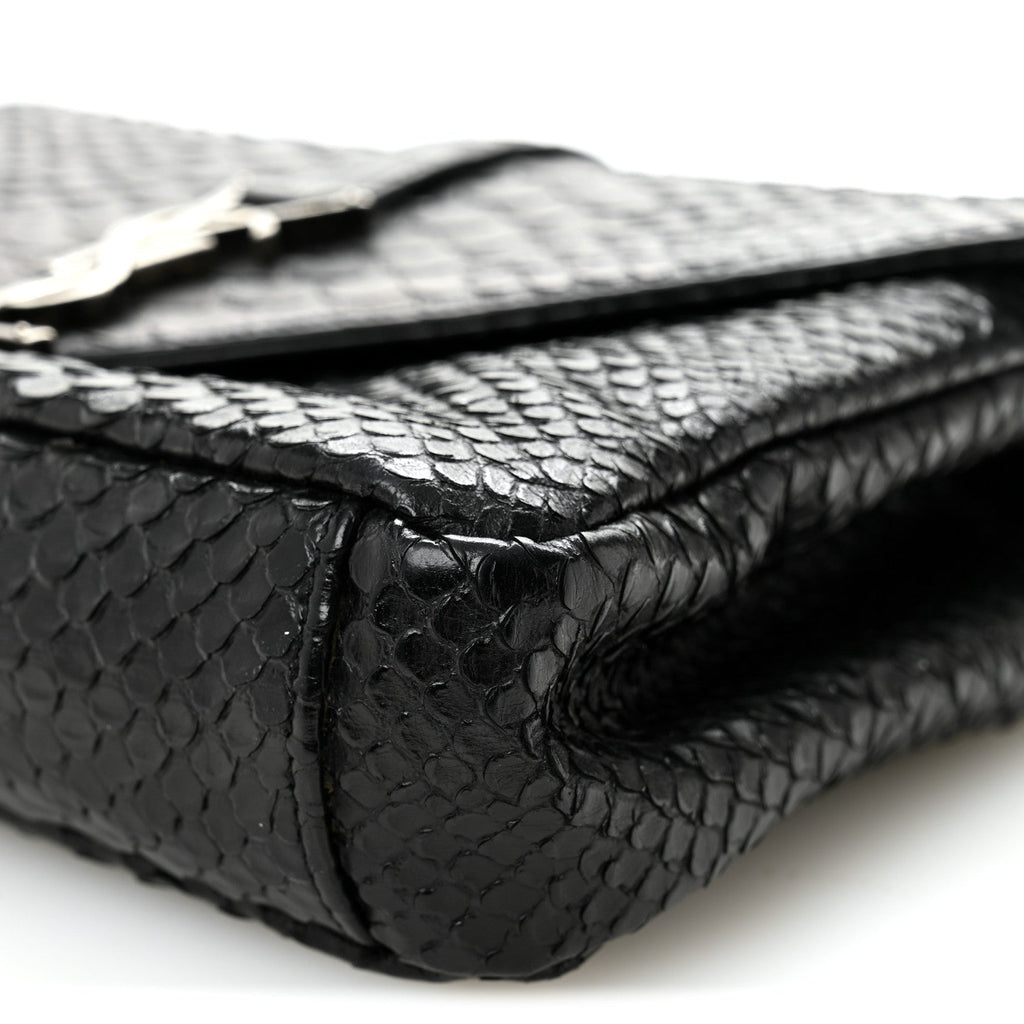 Calfskin Python Embossed Monogram Medium College Bag Black