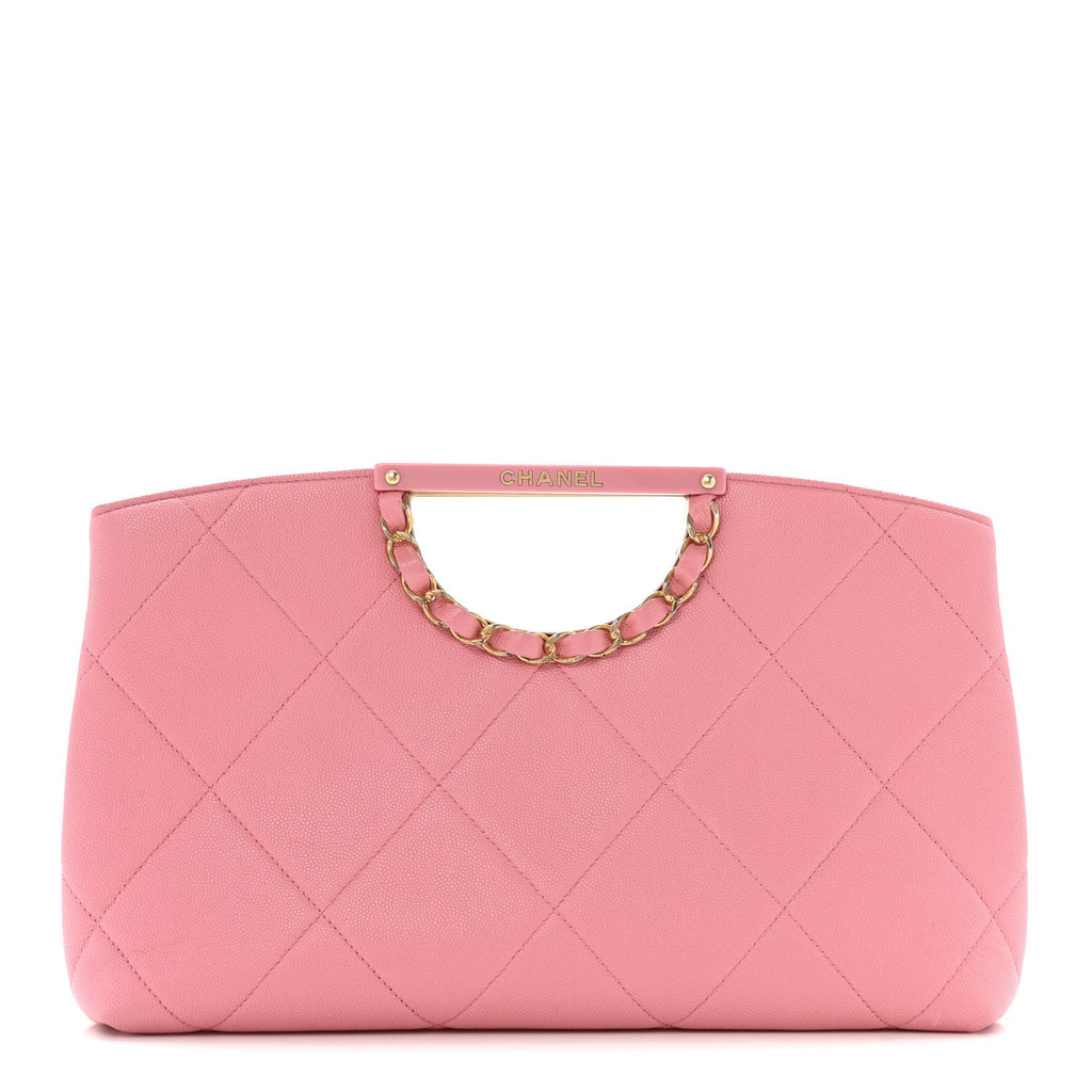 Caviar Quilted A Real Catch Clutch Pink