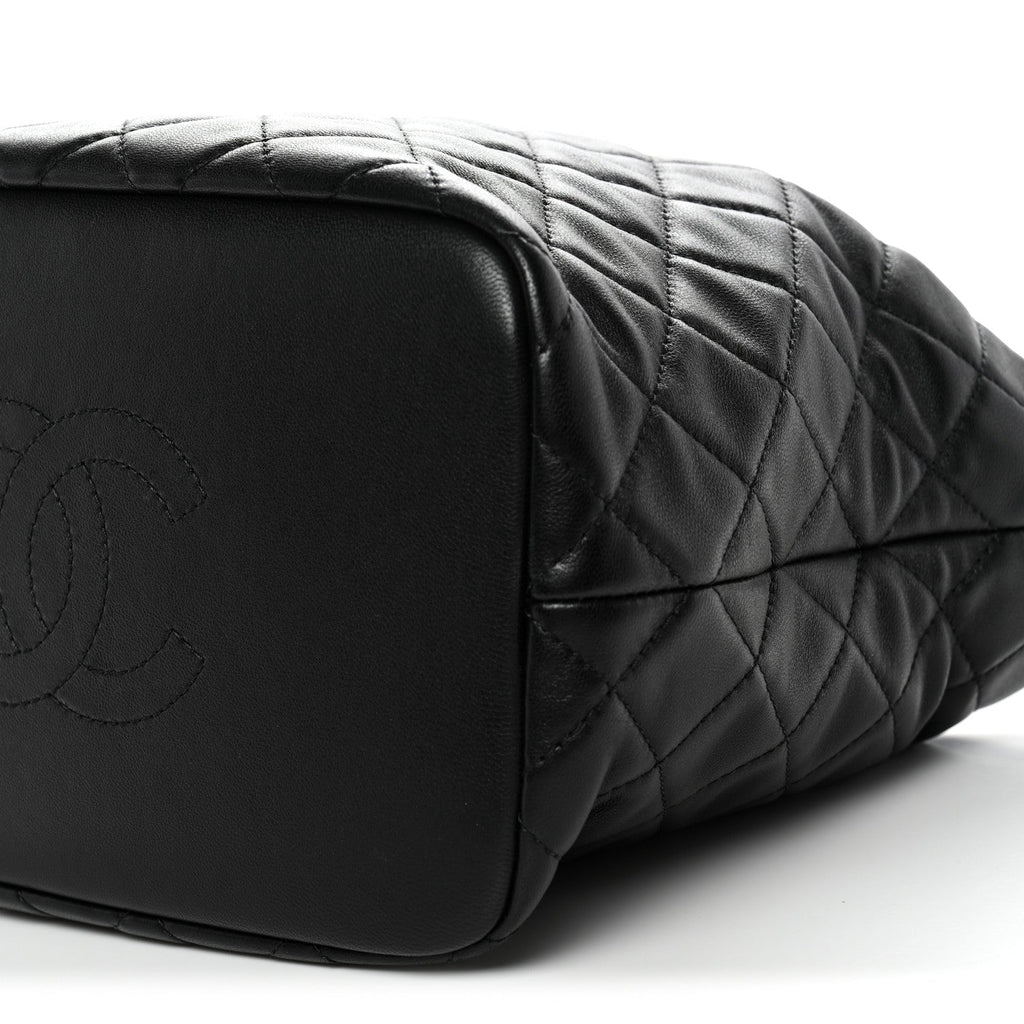 Lambskin Quilted Large Perfect Meeting Hobo Black