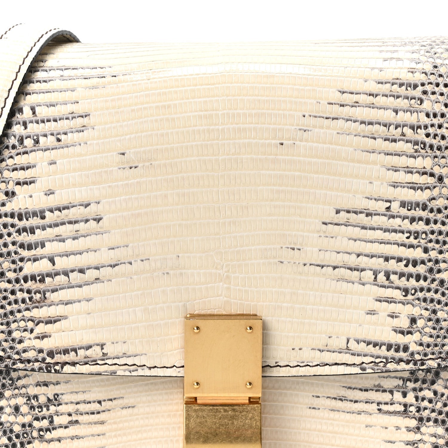 Lizard Small Classic Box Flap Bag Natural