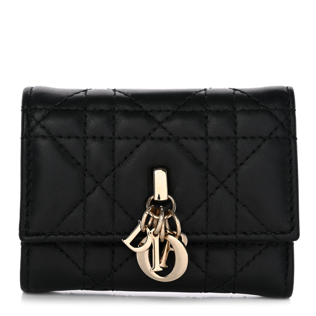 Lambskin Cannage My Dior Veronia Wallet Black