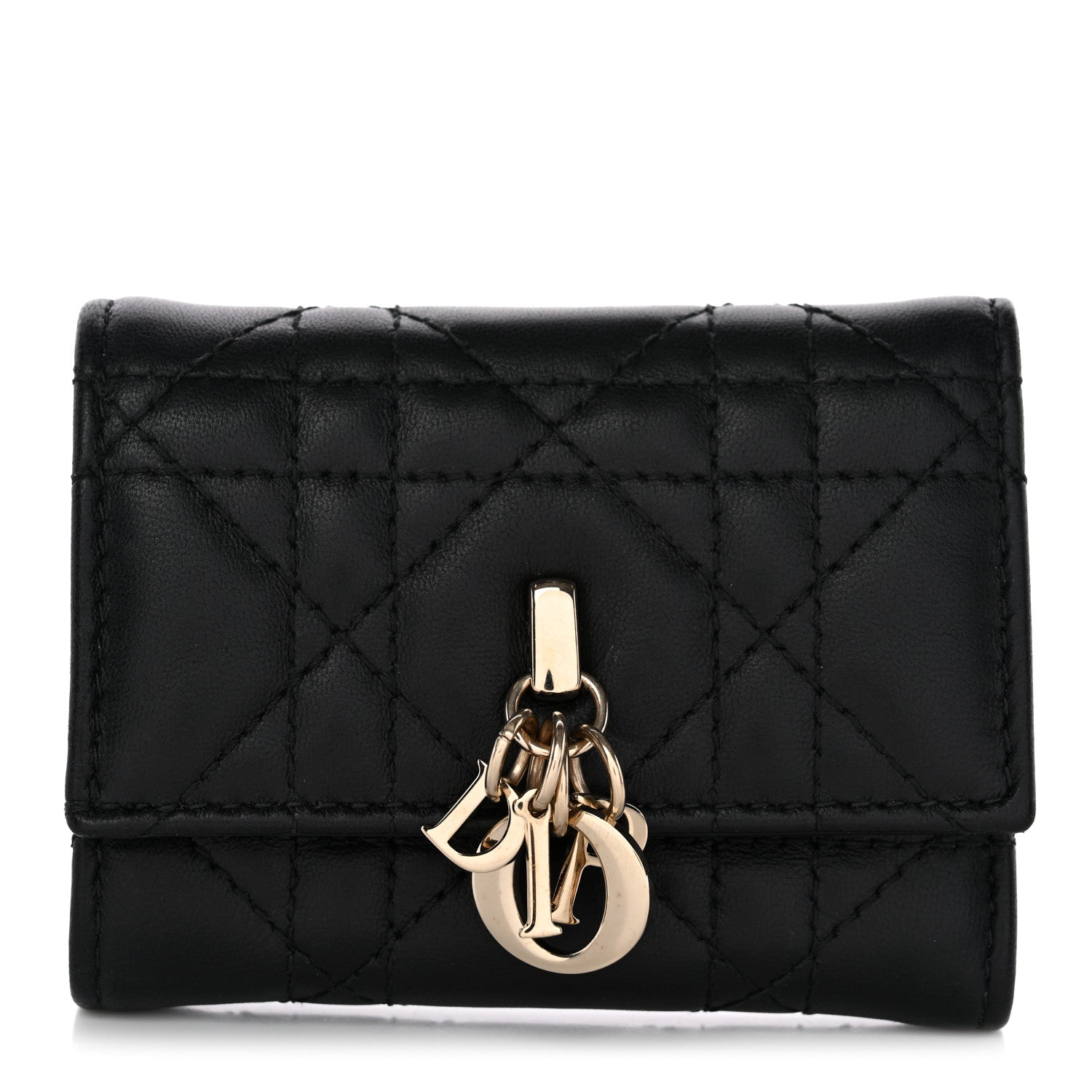 Lambskin Cannage My Dior Veronia Wallet Black