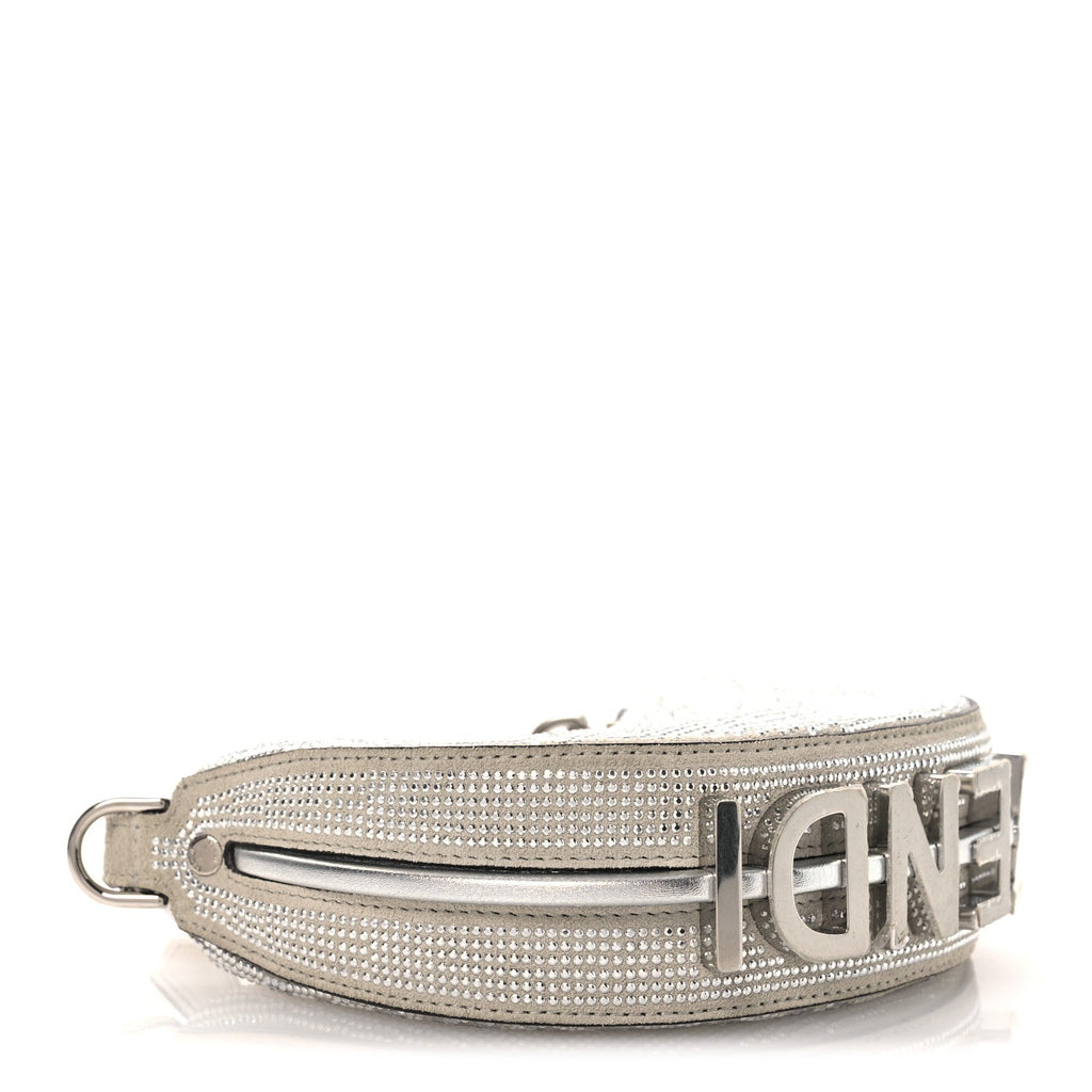 Crystal Vitello Laminato Suede FF Nano Fendigraphy Hobo Charm Grey