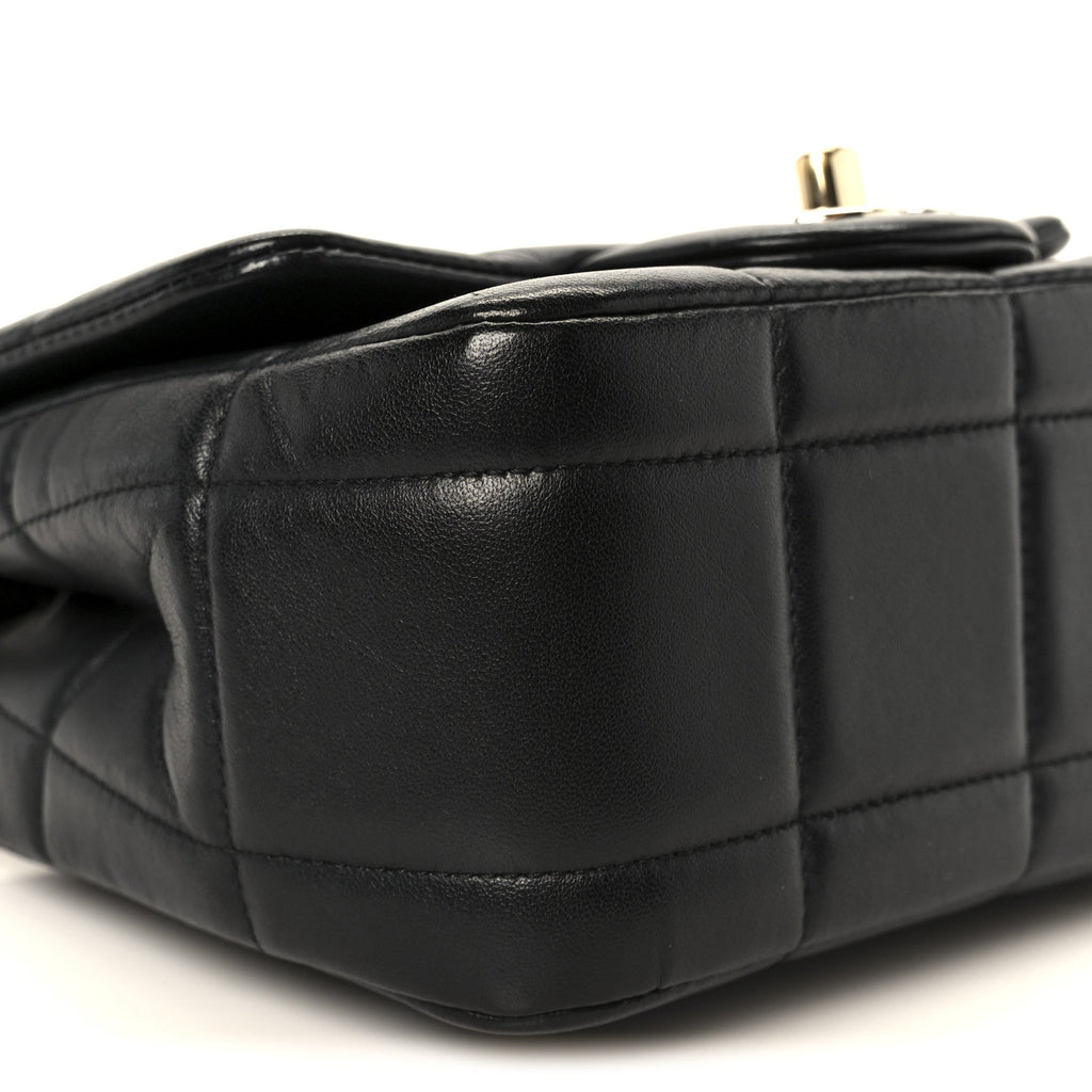 Lambskin Resin Crystal Square Quilted Mini Monacoco Flap Black
