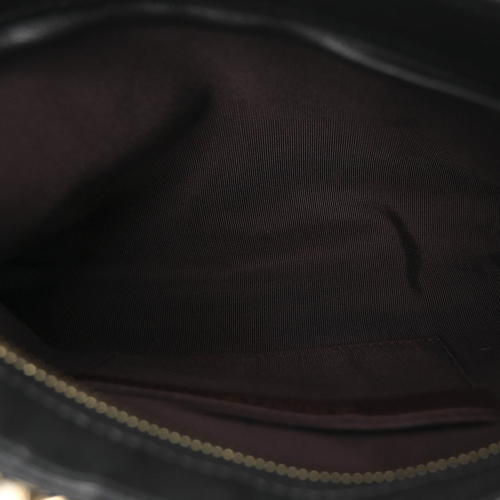 Lambskin Chain Frame Shoulder Bag Black