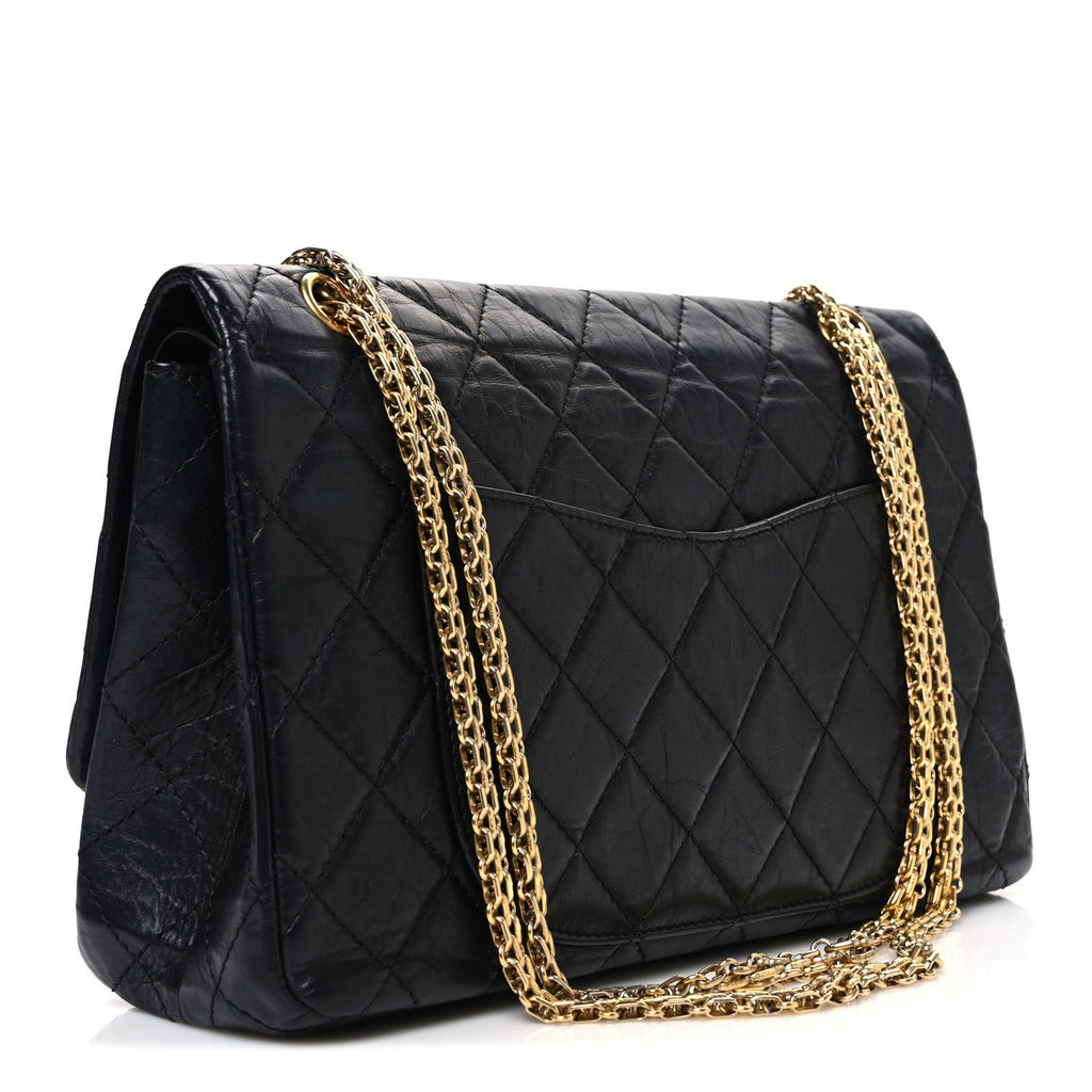 Aged Calfskin Quilted 2.55 Reissue 227 Flap Black
