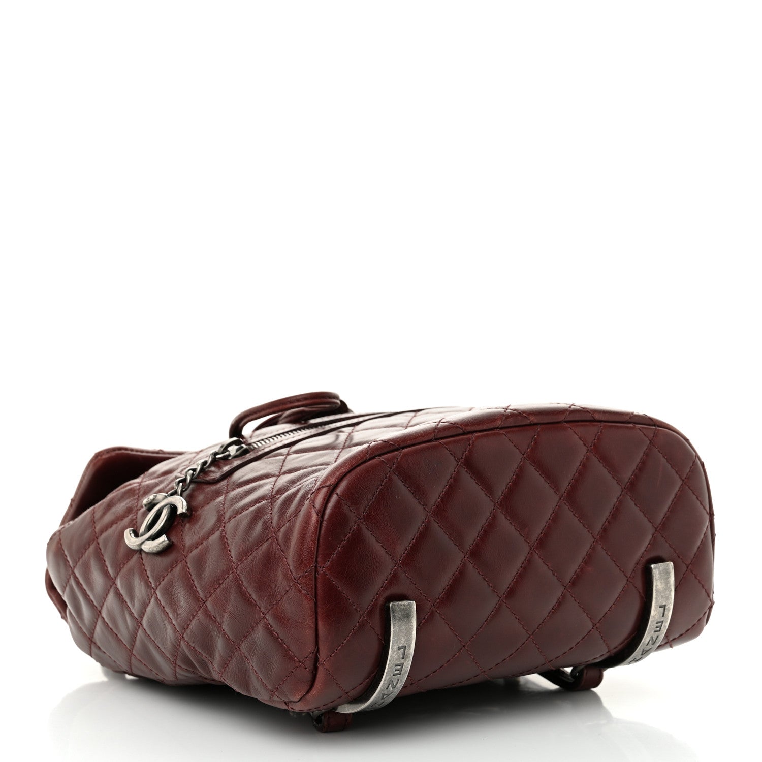 Glazed Calfskin Quilted Small Salzburg Backpack Burgundy