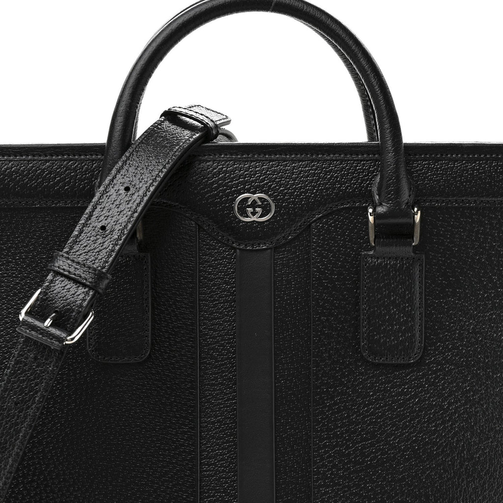 Dollar Pigprint Koi Calfskin Interlocking G Tote Bag Black
