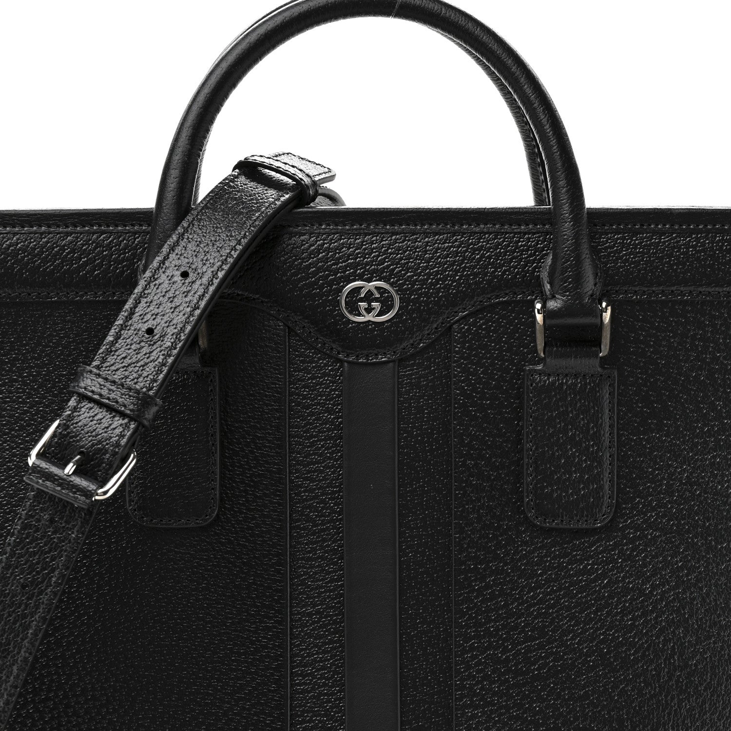 Dollar Pigprint Koi Calfskin Interlocking G Tote Bag Black