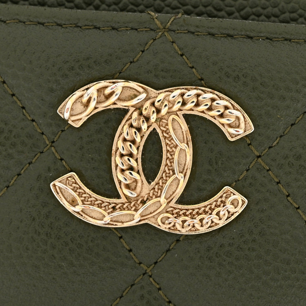 Caviar Quilted Multi Chain  Holder Khaki