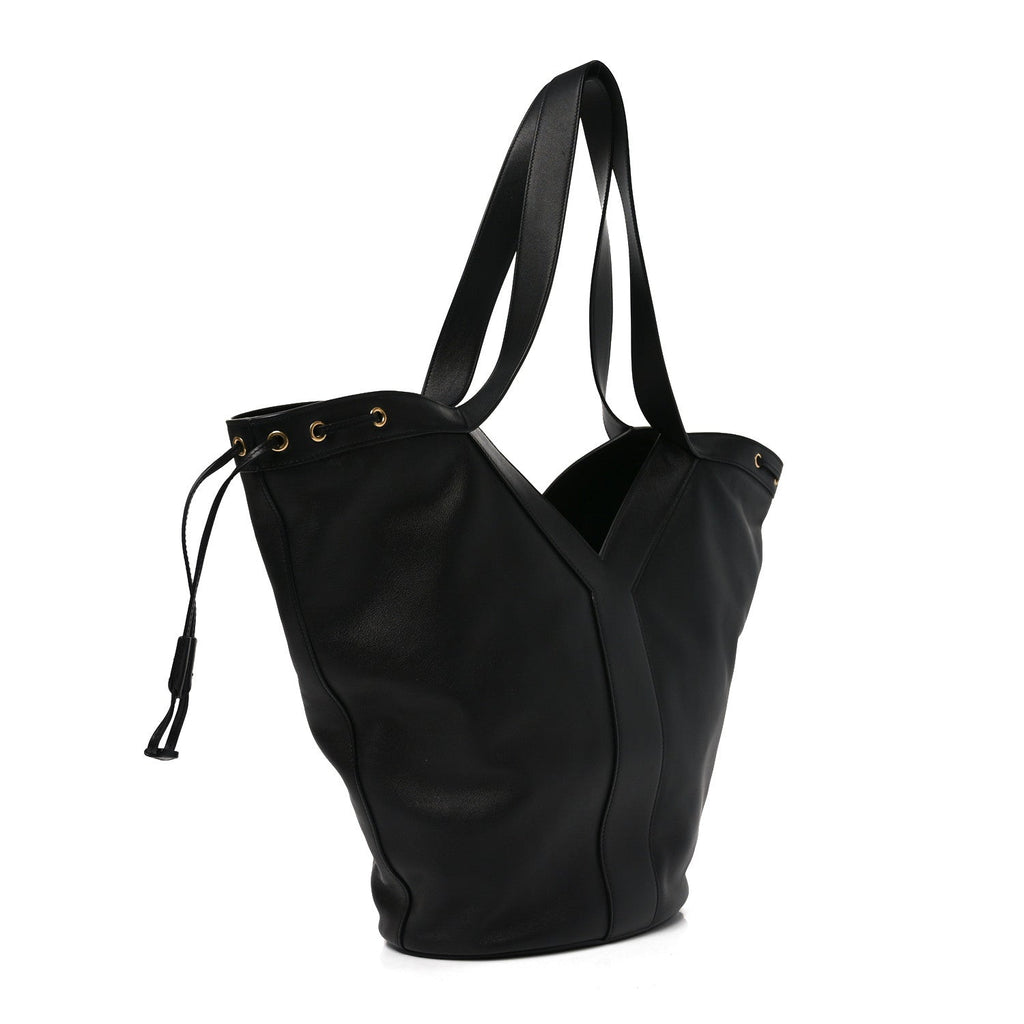 Santorini Lux Calfskin Y Drawstring Tote Black