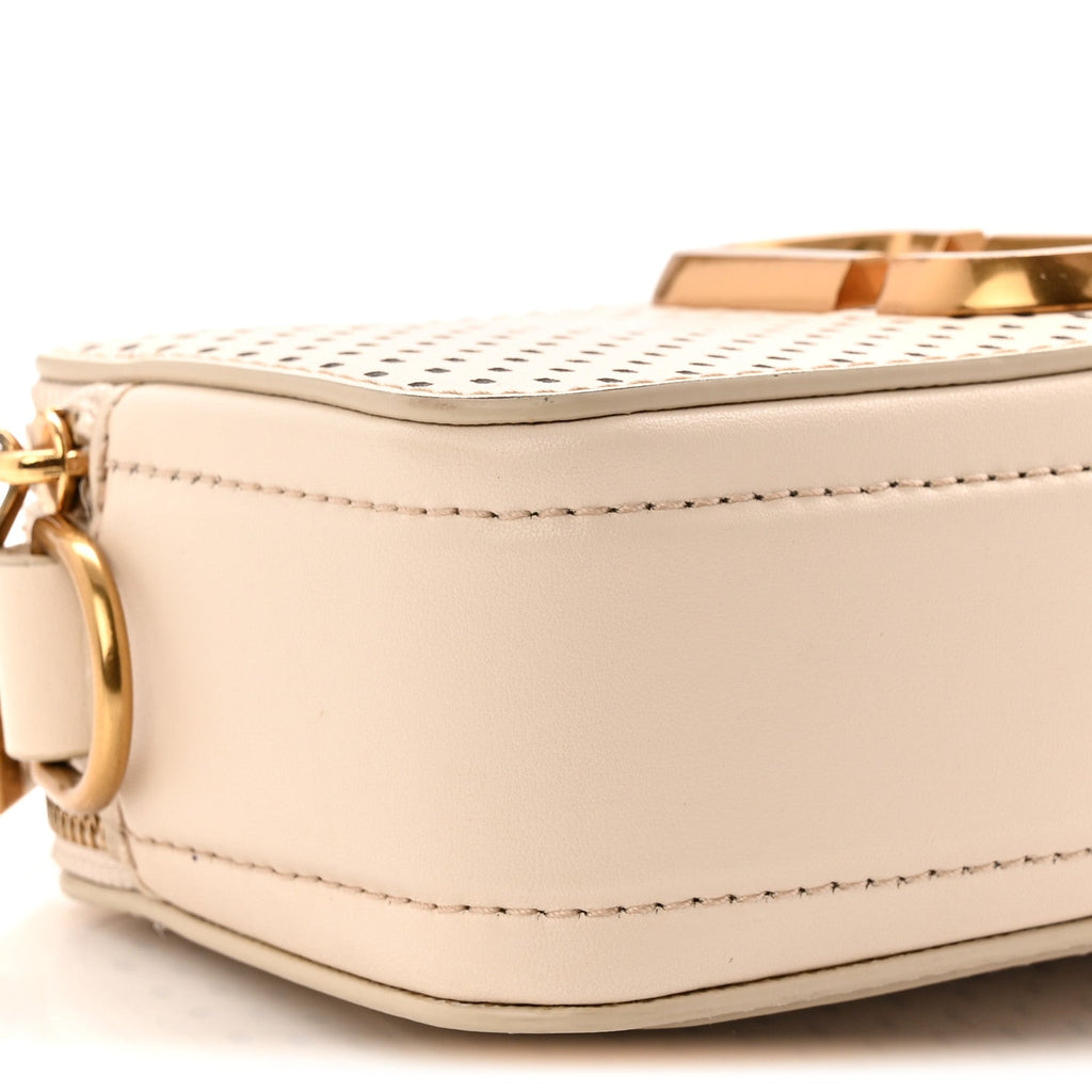 Perforated Calfskin Small Snapshot Camera Bag Tapioca
