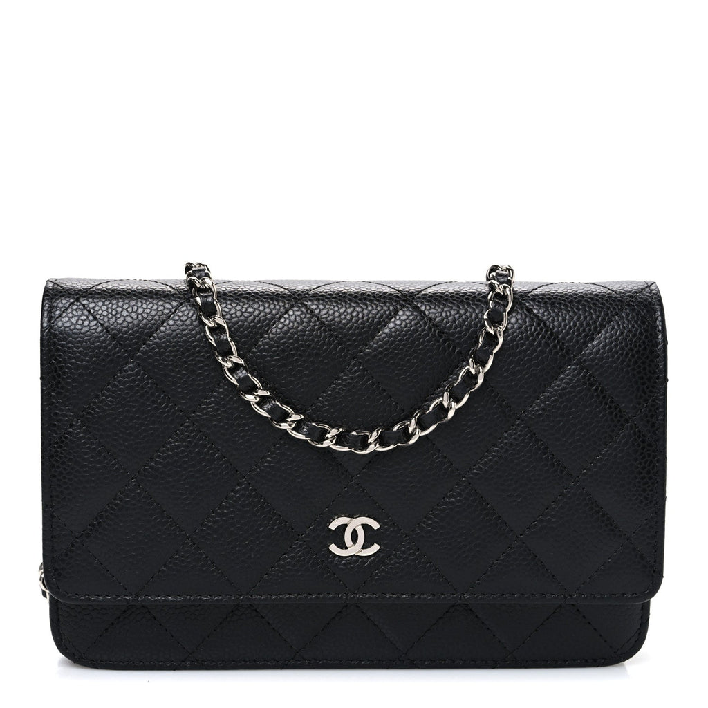 Caviar Quilted Wallet on Chain WOC Black