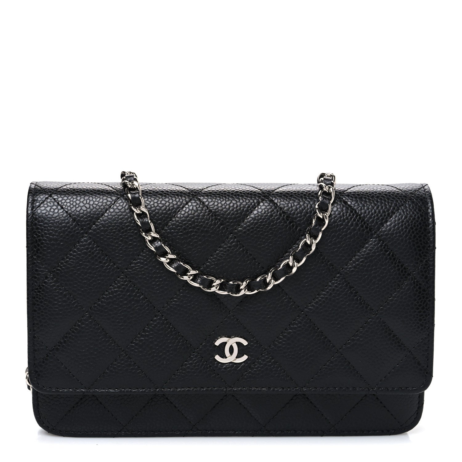 Caviar Quilted Wallet on Chain WOC Black