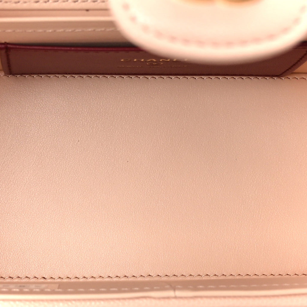 Shiny Caviar Preppy Coco Long Vanity With Strap Light Pink